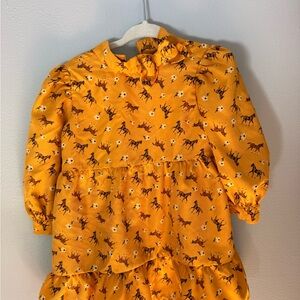 Janie and Jack Mustard Animal Print Dress